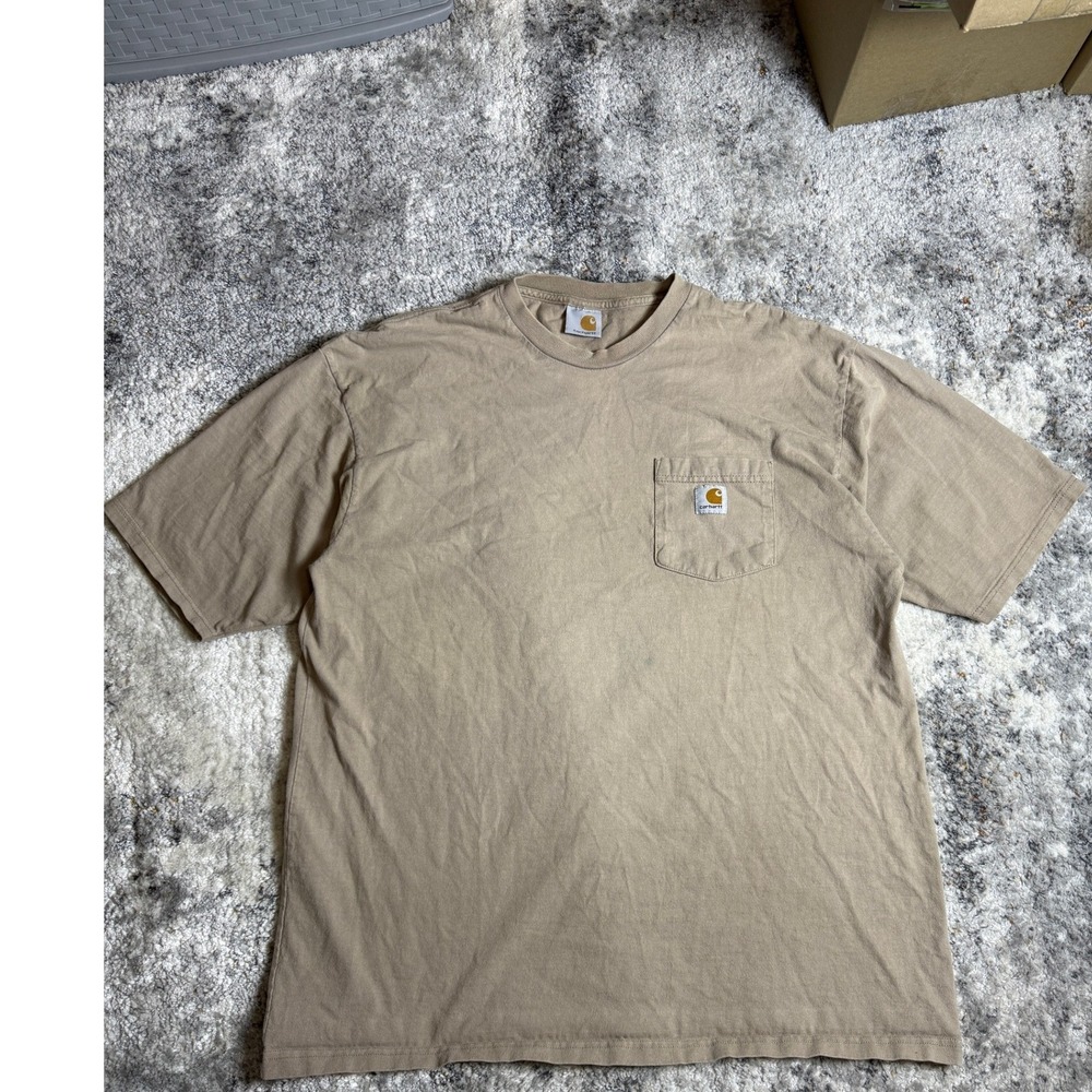 Carhartt Mens K87 Workwear Pocket T-Shirt Tan Khaki Short Sleeve Cotton XL